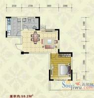 拓天万福家园1室1厅1卫59.1㎡户型图