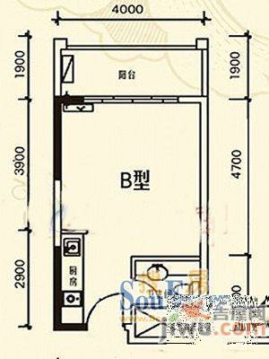 香江国际大厦1室1厅1卫户型图