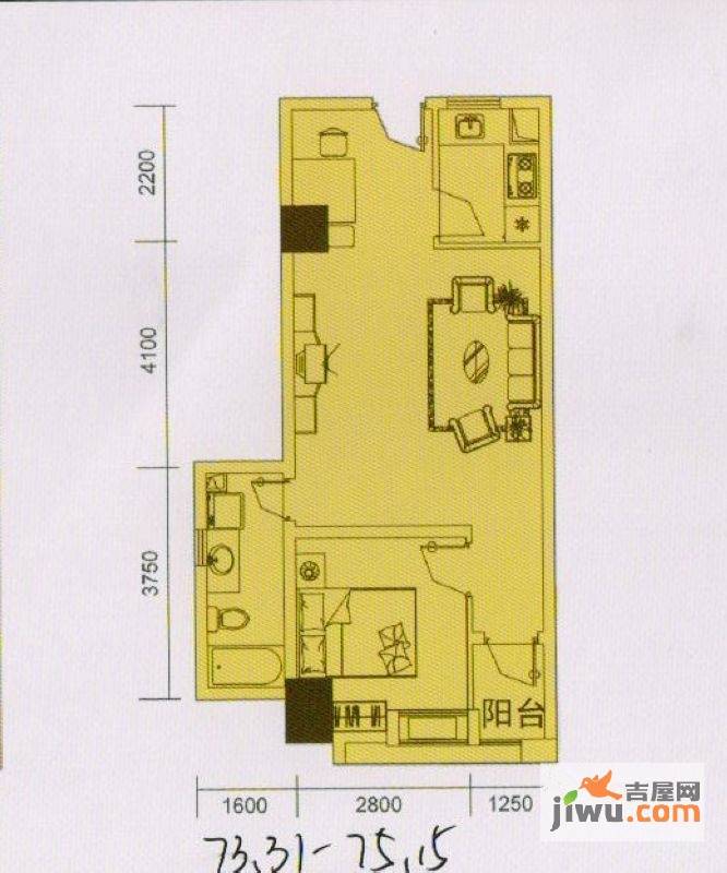 瑞升自由舱1室0厅0卫73.3㎡户型图