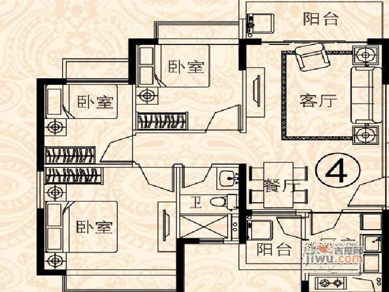 合肥恒大城3室2厅1卫户型图