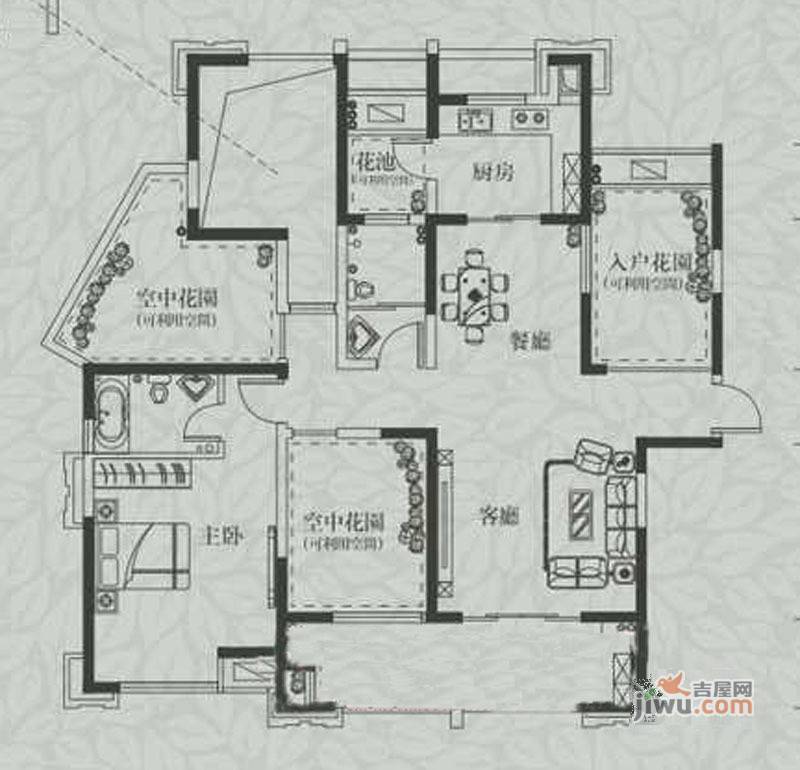 融侨观邸3室2厅1卫105.2㎡户型图