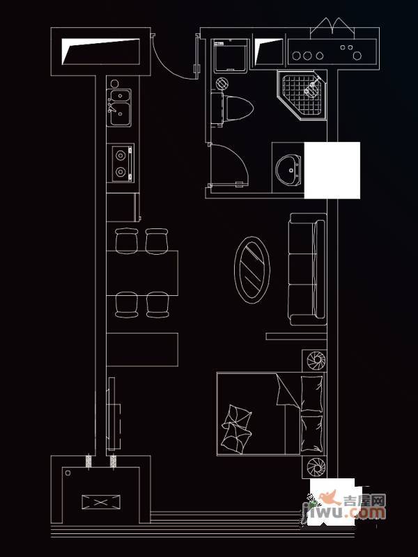 高速滨湖时代广场金融中心1室1厅0卫50㎡户型图
