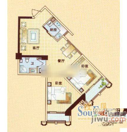 上海城市2室2厅1卫103㎡户型图