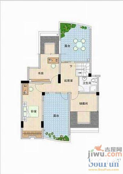 香江生态丽景3室2厅2卫100㎡户型图