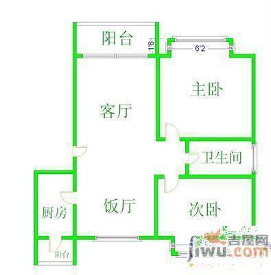 金地雅苑2室2厅1卫85.3㎡户型图