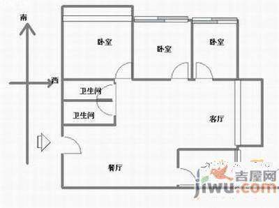 金地雅苑2室2厅1卫85.3㎡户型图