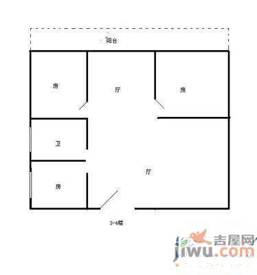 金地雅苑2室2厅1卫85.3㎡户型图