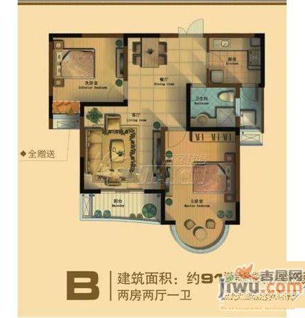 利港银河新城3室2厅1卫125㎡户型图