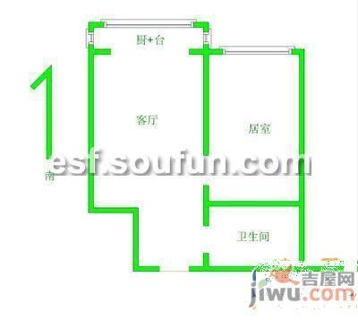 安然辰龙公寓2室1厅1卫62.5㎡户型图