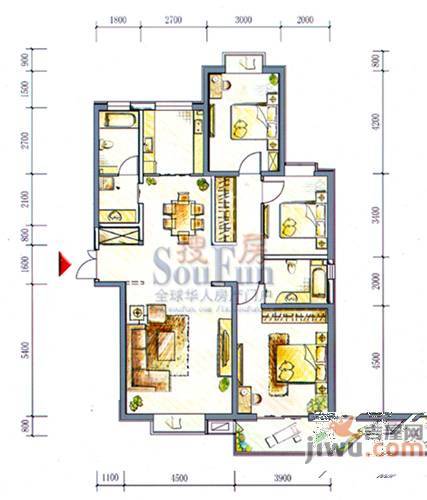 安宁庭院3室2厅2卫154.7㎡户型图