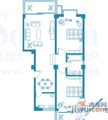 明仁花苑2室2厅1卫105.8㎡户型图