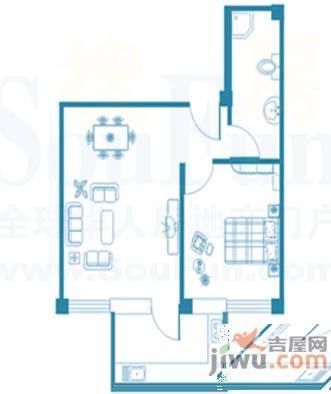 明仁花苑1室1厅1卫47.1㎡户型图