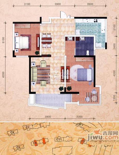 鸿运润园4室2厅2卫172.4㎡户型图