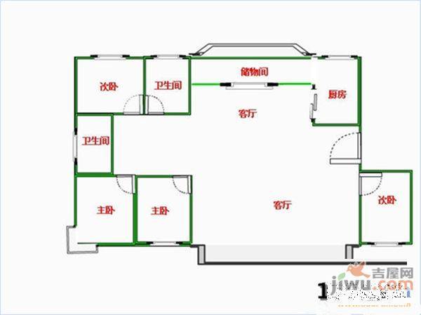 鸿运润园4室2厅2卫172.4㎡户型图