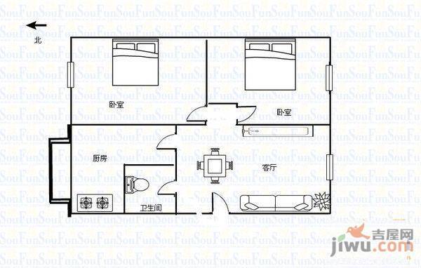 颐德家园2室2厅1卫户型图