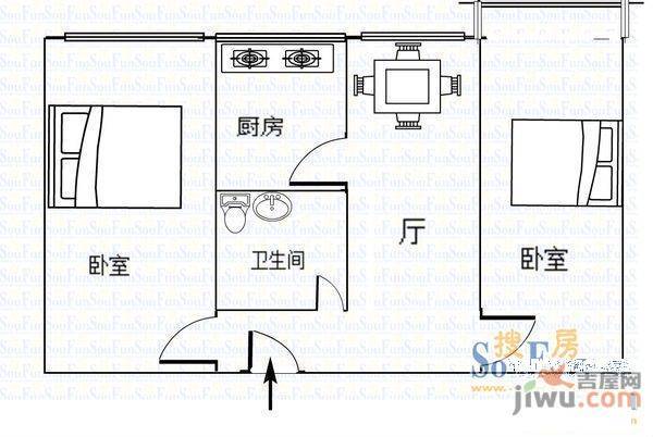 徐家巷小区2室2厅1卫户型图