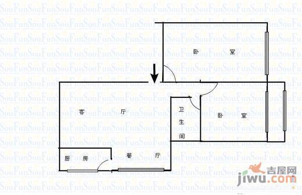 天源小区2室2厅1卫92㎡户型图