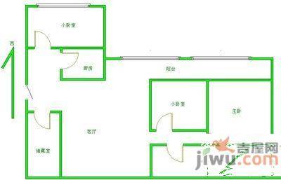 西北大厦3室2厅2卫户型图