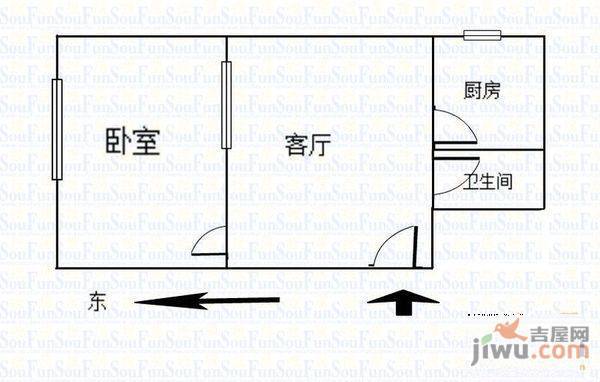 郑家台2室1厅1卫70㎡户型图