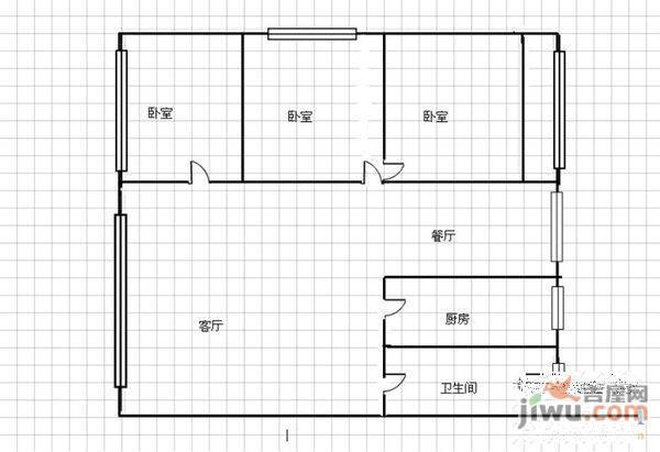 詹家拐子大正物业小区2室2厅1卫户型图