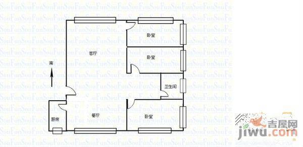 詹家拐子大正物业小区2室2厅1卫户型图