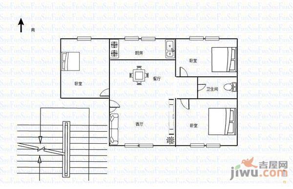 林家庄铁路小区2室2厅1卫户型图