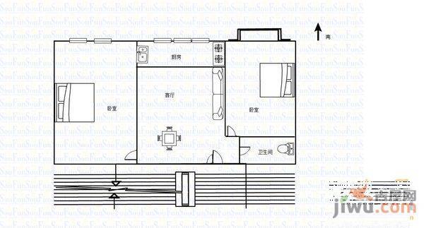 林家庄铁路小区2室2厅1卫户型图