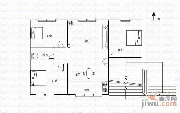 林家庄铁路小区2室2厅1卫户型图