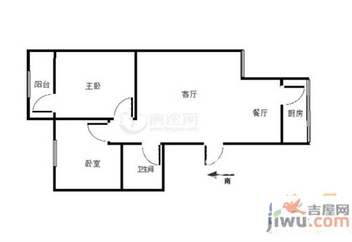 定西路红星巷小区2室1厅1卫65㎡户型图