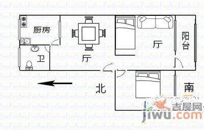 定西路红星巷小区2室1厅1卫65㎡户型图