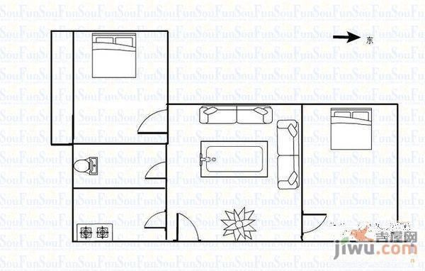 龙康小区2室1厅1卫户型图