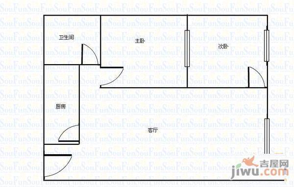 荣庆花园1室1厅1卫62㎡户型图