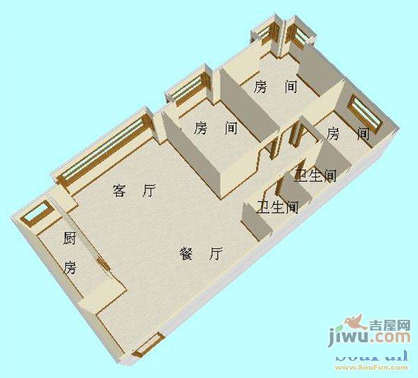 宏宇大厦3室2厅2卫163㎡户型图