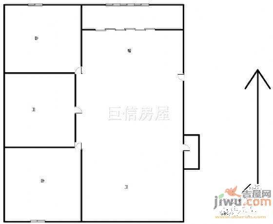 民富小区2室2厅1卫78㎡户型图