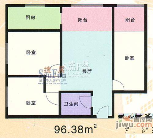 紫雅花园1室1厅1卫51.8㎡户型图