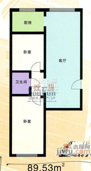 紫雅花园1室1厅1卫51.8㎡户型图