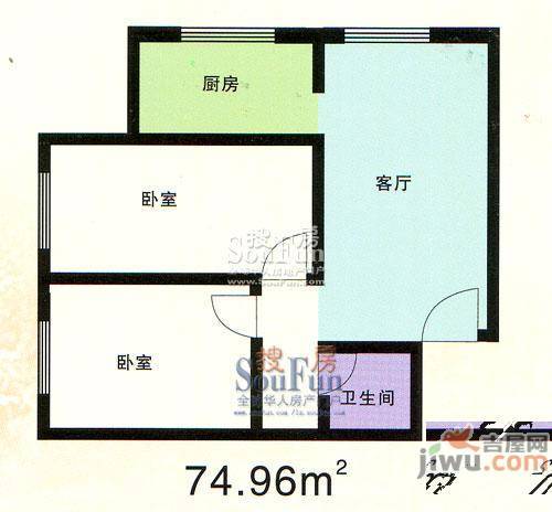 紫雅花园1室1厅1卫51.8㎡户型图