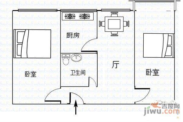 宏运大厦1室1厅1卫60㎡户型图