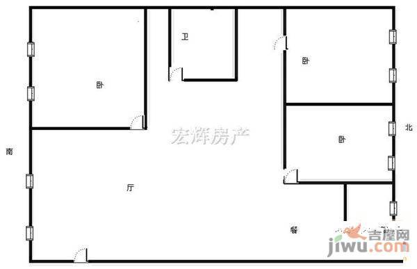 兰雁小区3室2厅1卫户型图