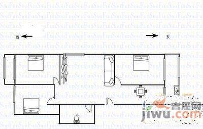 粮食局家属院(麦积山路)3室2厅1卫户型图