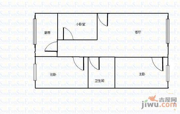 水车苑2室2厅1卫98㎡户型图