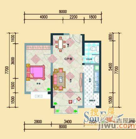 连铝花苑2室2厅2卫户型图