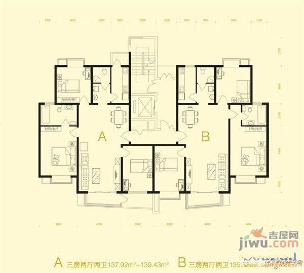 北岸公馆4室2厅2卫170.9㎡户型图