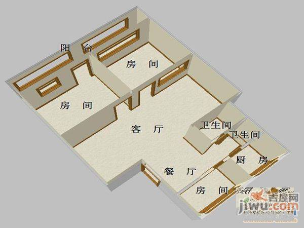 弘苑小区2室2厅2卫100㎡户型图