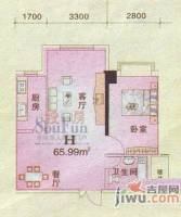 中广千隆家园1室1厅1卫64㎡户型图