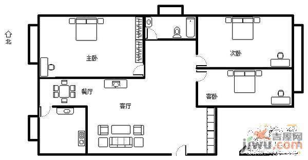 祥苑小区3室2厅1卫136.5㎡户型图