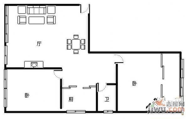 建工大厦2室2厅1卫户型图