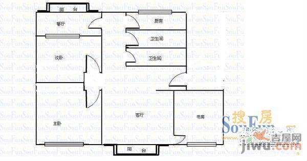 金雨大厦2室2厅1卫户型图