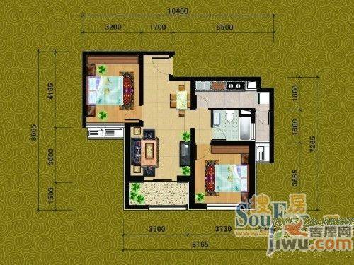 新安雅居2室1厅1卫96㎡户型图