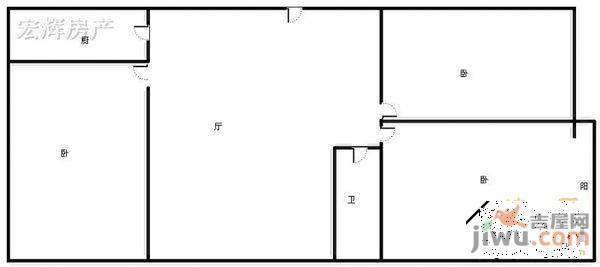 长江小区2室2厅1卫户型图